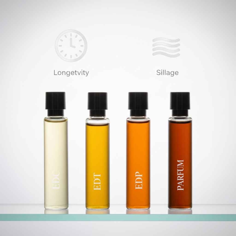 Phân biệt nồng độ nước hoa Concentration, độ lưu hương Longevity và độ tỏa hương Sillage