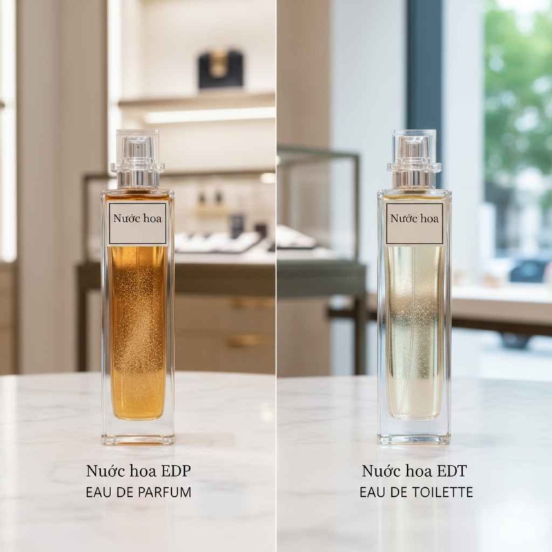 So sánh nồng độ tinh dầu giữa Nước hoa EDP (Eau de Parfum) và Nước hoa EDT (Eau de Toilette) của Jsouer